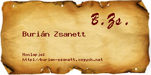Burián Zsanett névjegykártya